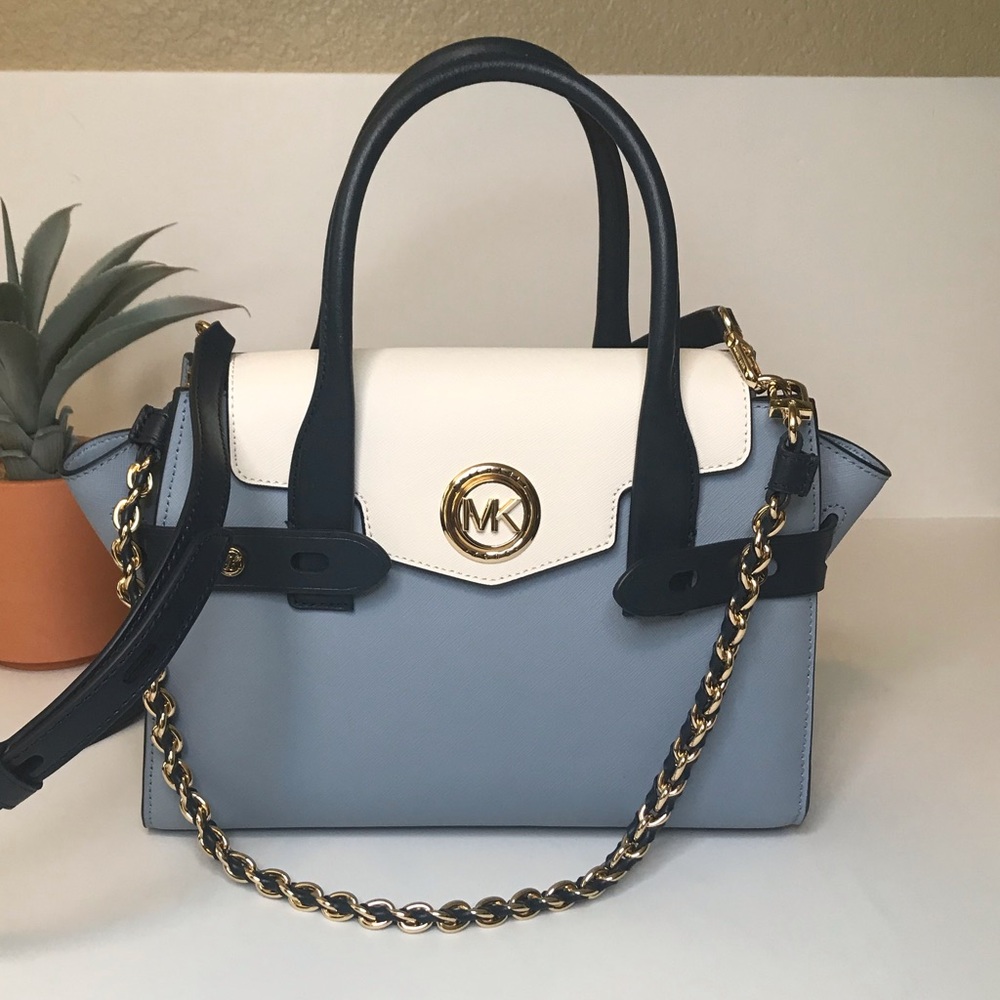 Michael Kors Carmen Flap Belted Leather Satchel - Picture 13 of 17